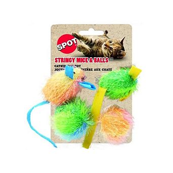 Spot Spotnips Stringy Mice & Balls Catnip Toy - 4 Pack