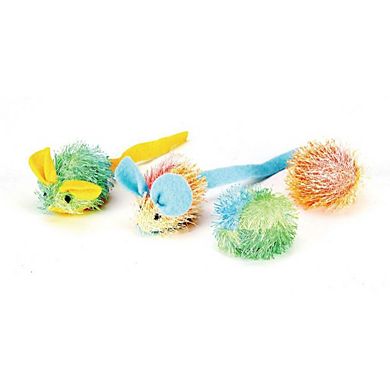 Spot Spotnips Stringy Mice & Balls Catnip Toy - 4 Pack
