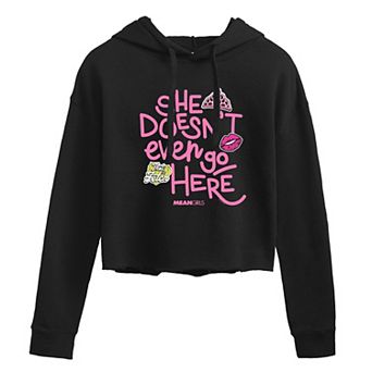 Juniors' Mean Girls She Doesn't Even Go Here Cropped Hoodie