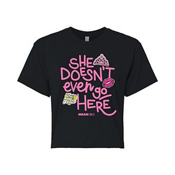 Juniors' Mean Girls She Doesn't Even Go Here Cropped Tee