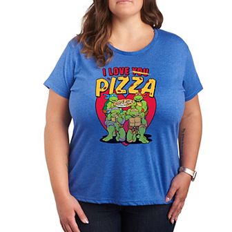 Plus Size Teenage Mutant Ninja Turtles I Love You Pizza Graphic Tee