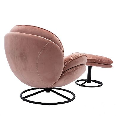 Velvet Swivel Accent Chair And Ottoman Set, Upholstered Tufted Sofa