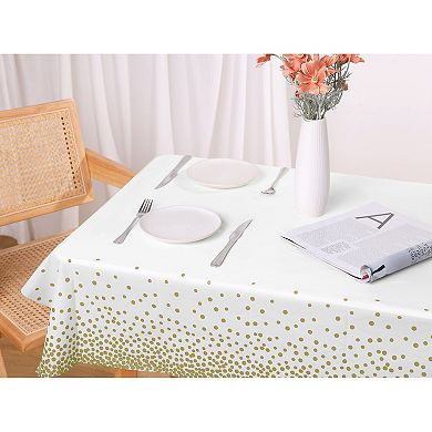Disposable Plastic Rectangle Printed Gold Domes Dining Parties Table Covers 6 Pcs, 54" X 108"