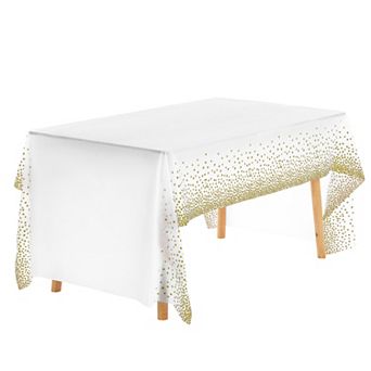 Disposable Plastic Rectangle Printed Gold Domes Dining Parties Table Covers 6 Pcs, 54" X 108"