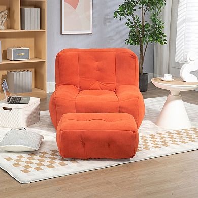 Comfortable Fluffy Memory Foam Soft Lazy Sofa Bean Bag Chair With Ottoman