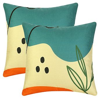 Linen Decorative Throw Printed Contemporary Waterproof Pillow Covers 2 pc