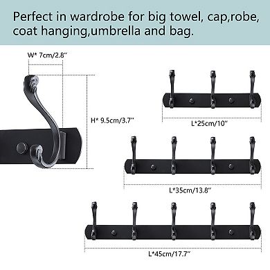 Wall Hook Stainless Steel Base 10 Inch 3 Hooks Coat Towel Holder