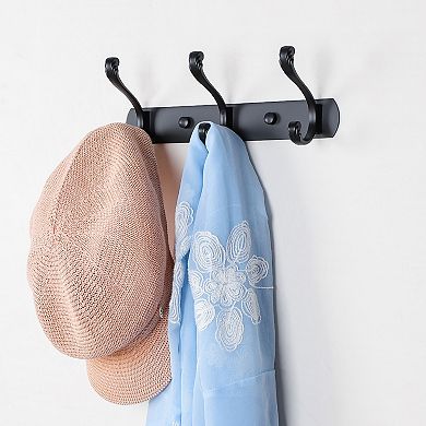 Wall Hook Stainless Steel Base 10 Inch 3 Hooks Coat Towel Holder
