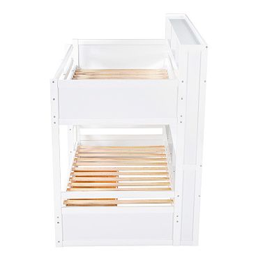 Merax Twin Size Bunk Bed With Shelves And Storage Drawer
