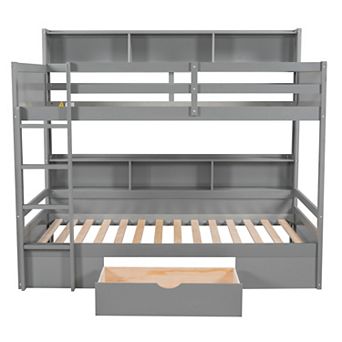 Merax Twin Size Bunk Bed With Shelves And Storage Drawer