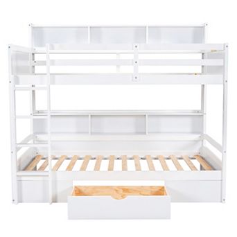 Merax Twin Size Bunk Bed With Shelves And Storage Drawer