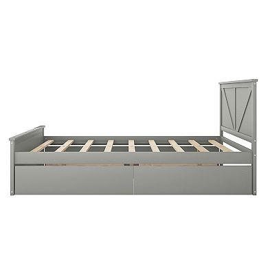 Merax Wooden Platform Bed With Four Storage Drawers