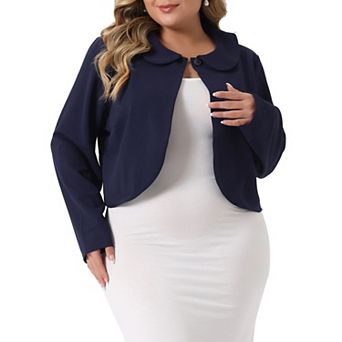 Bolero Shrugs For Women Plus Size Business Long Sleeve Peter Pan Cardigan Crop Jackets