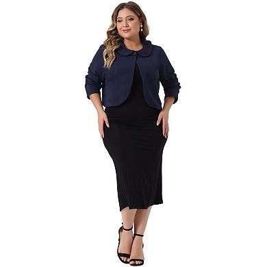 Bolero Shrugs For Women Plus Size Business Long Sleeve Peter Pan Cardigan Crop Jackets