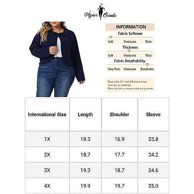 Bolero Shrugs For Women Plus Size Business Long Sleeve Peter Pan Cardigan Crop Jackets