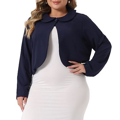 Bolero Shrugs For Women Plus Size Business Long Sleeve Peter Pan Cardigan Crop Jackets