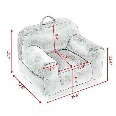 19.7"h Velvet Memory Sponge Stuffed 3-11 Kid's Bean Bag Chair Bean Bag Chair For Indoor Home