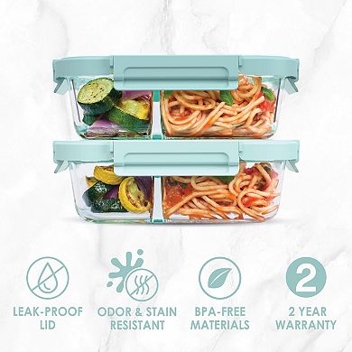 Bentgo 2-Pack Glass Leak-Proof Stackable Food Storage Container Set