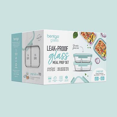 Bentgo 2-Pack Glass Leak-Proof Stackable Food Storage Container Set