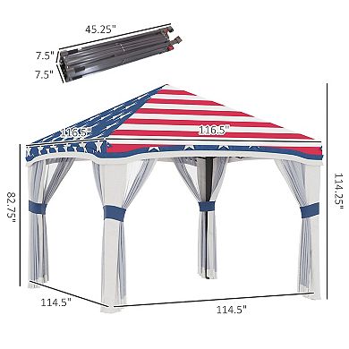 Outsunny 10' X 10' Pop Up Canopy Foldable Party Tent With Nettings, Multi