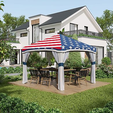 Outsunny 10' X 10' Pop Up Canopy Foldable Party Tent With Nettings, Multi