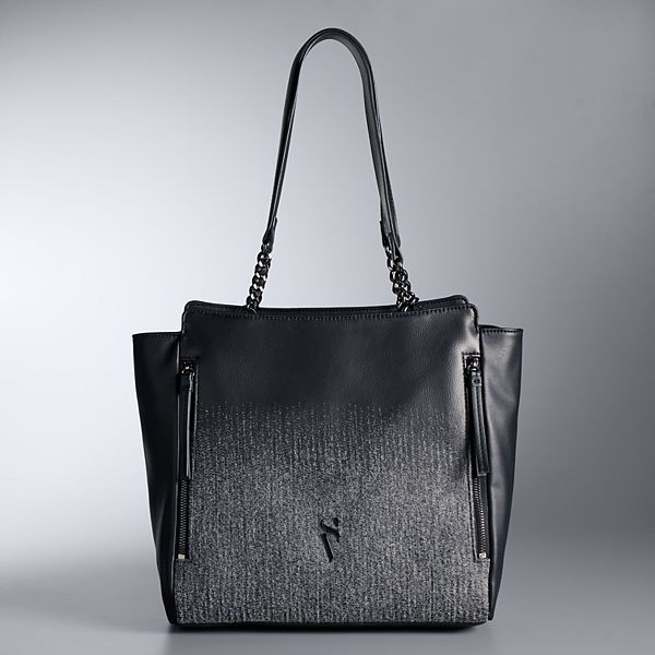 Simply Vera Vera Wang Cara Tote Bag - Black Grey Felt Ombre