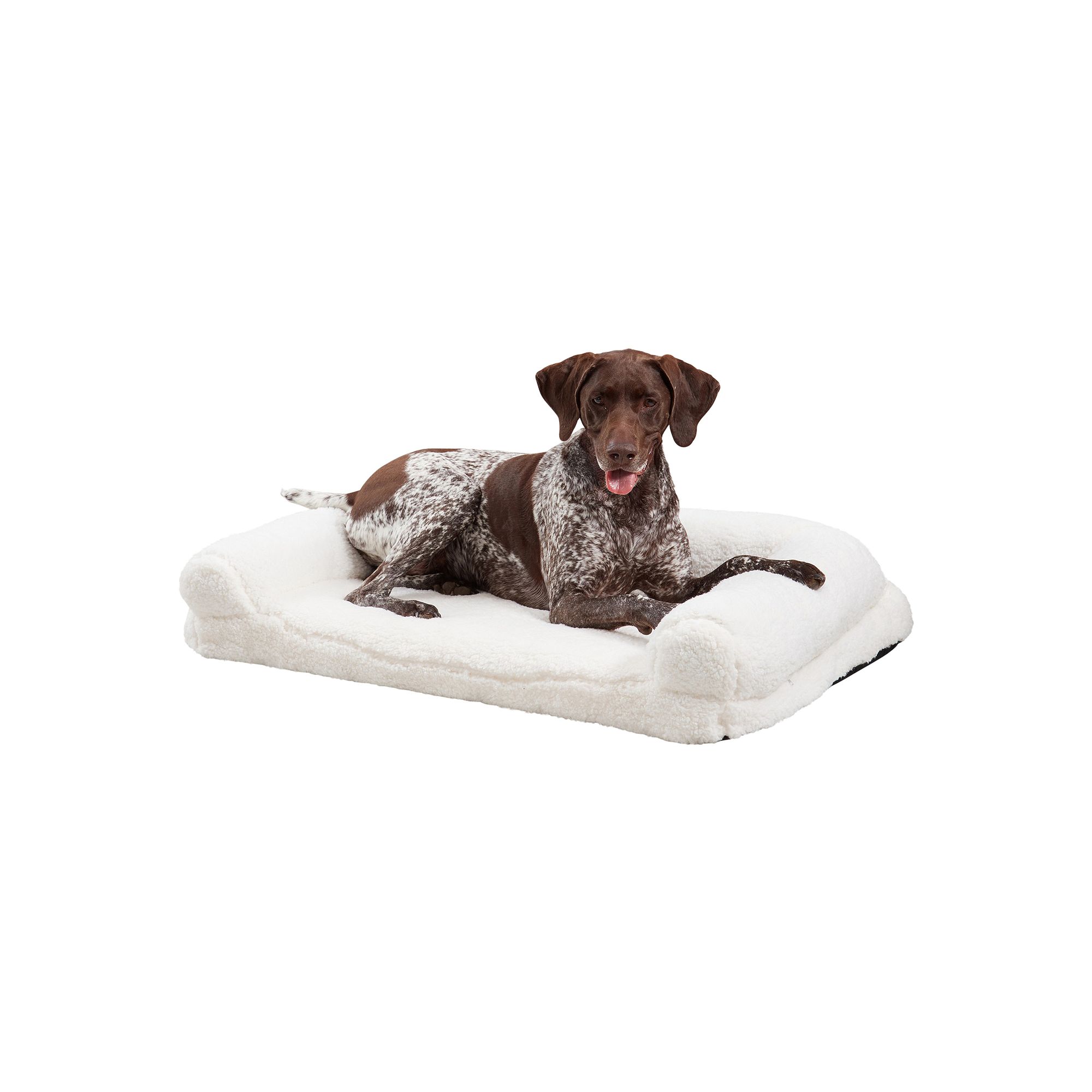Happy Hounds Millie Sofa Style Sherpa Dog Bed, Snow