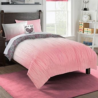 Luxuriant Home Kids Wild at Heart Bed in a Bag Set with Decorative Pillow