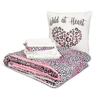 Luxuriant Home Kids Wild at Heart Bed in a Bag Set with Decorative Pillow
