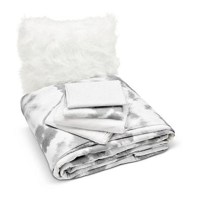 Luxuriant Home Subtle Shibori Bed in a Bag Set with Decorative Pillow