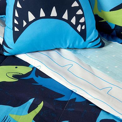 Luxuriant Home Kids Shark Adventure Bed in a Bag Set with Decorative Pillow