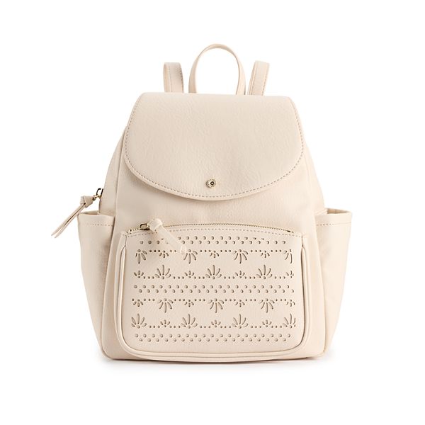 LC Lauren Conrad Kate Flap Backpack - Pink Striped Eyelet