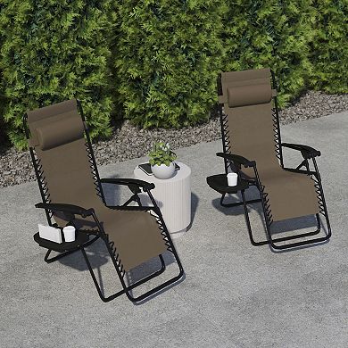 Flash Furniture Celestial Adjustable Folding Mesh Zero Gravity Reclining Lounge Chair 2-piece Set