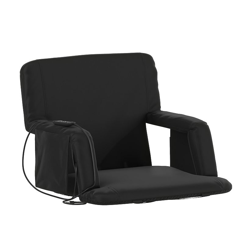 Flash Furniture Malta Fabric Reclining Stadium Chair with Padded Back & Heated Seat Black