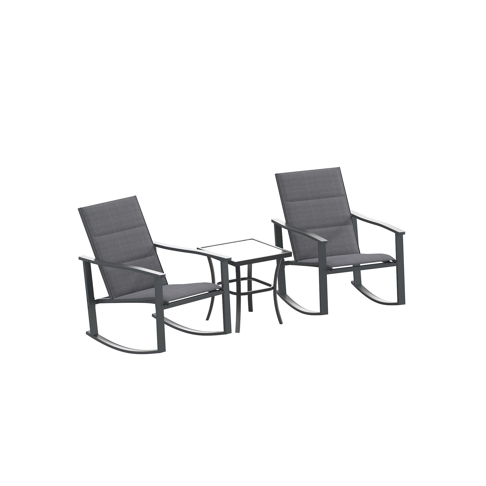 Flash Furniture Brazos Outdoor Rocking Chair Bistro 3 Piece Set, Black