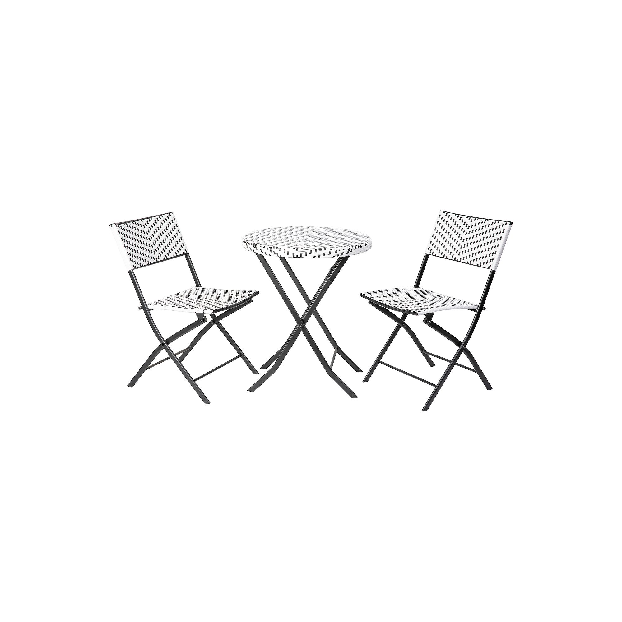 Flash Furniture Rouen Commercial Grade Foldable Bistro 3 Piece Set, Black W
