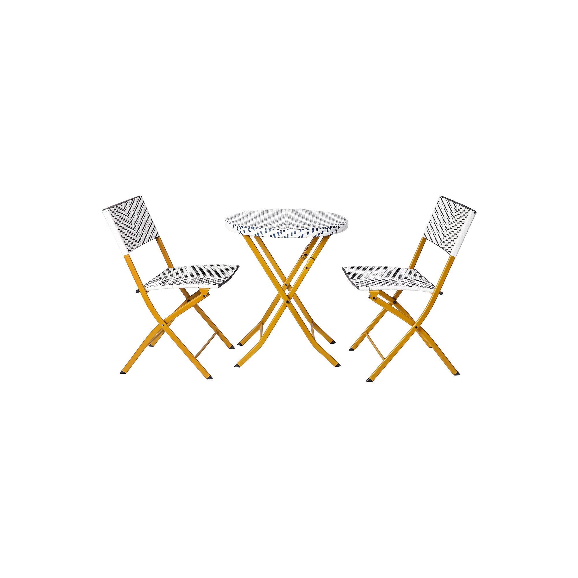 Flash Furniture Rouen Commercial Grade Foldable Bistro 3 Piece Set, Navy Wh
