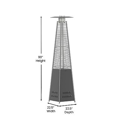 Flash Furniture Sol Patio Outdoor Heating Stainless Steel Pyramid 42,000 BTU Propane Heater