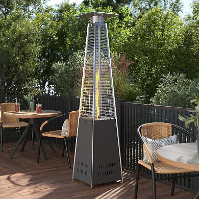 Flash Furniture Sol Patio Outdoor Heating Stainless Steel Pyramid 42,000 BTU Propane Heater