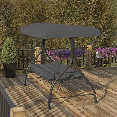 Flash Furniture Tellis 3-Seat Outdoor Converting Patio Swing Canopy Hammock with Cushions
