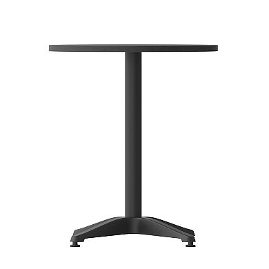 Flash Furniture Mellie 23.5'' Black Round Metal Indoor-Outdoor Table with Base