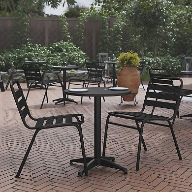 Flash Furniture Mellie 23.5'' Black Round Metal Indoor-Outdoor Table with Base