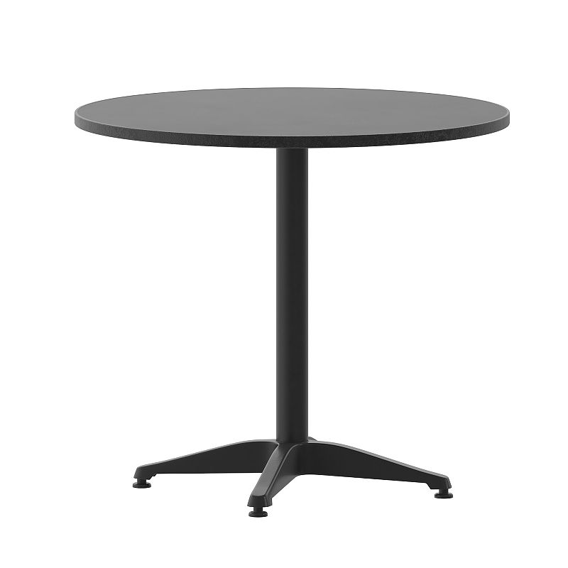 Flash Furniture Mellie 31.5'' Black Round Metal Indoor-Outdoor Table with Base