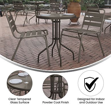 Flash Furniture Bellamy 23.75'' Silver Round Tempered Glass Metal Table