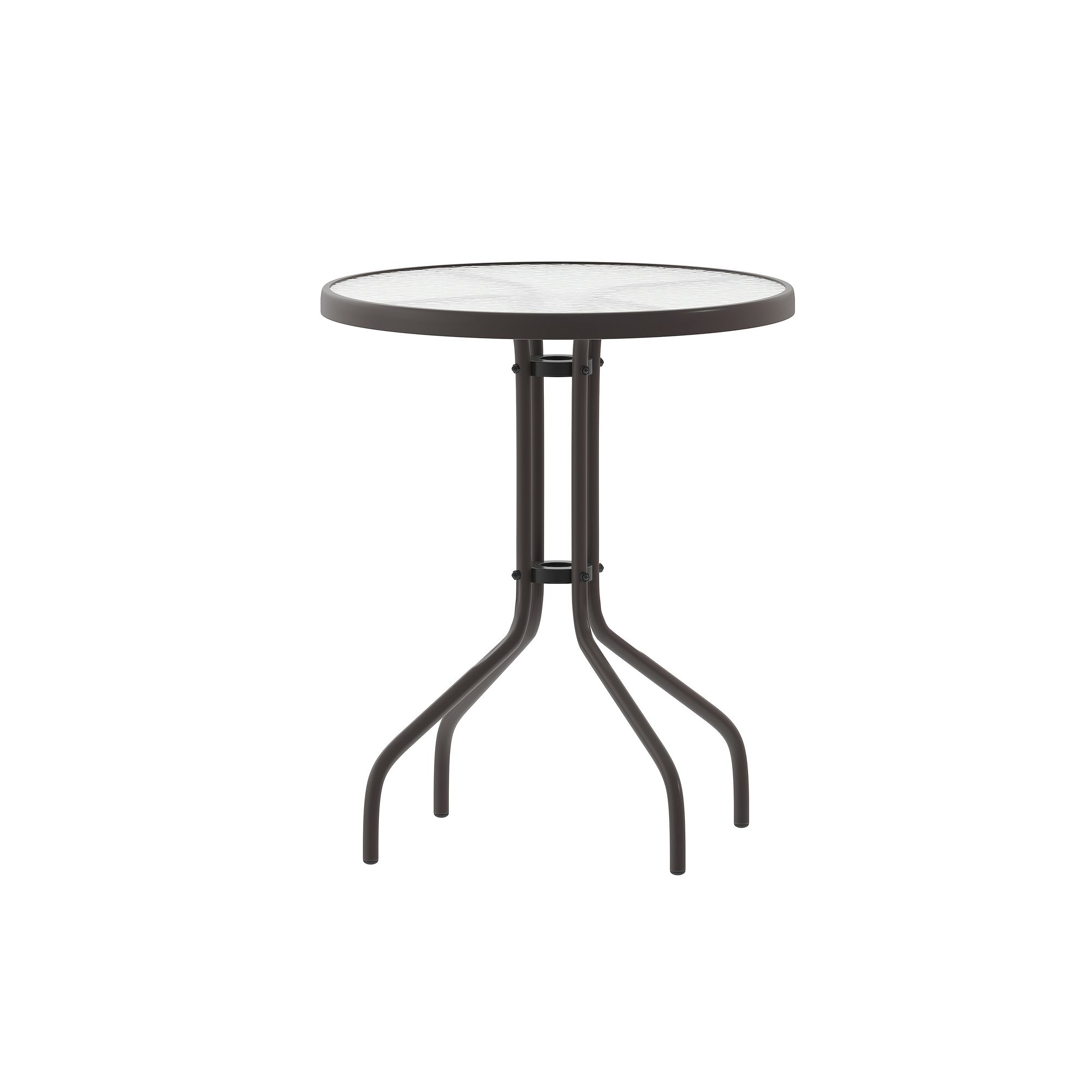 Flash Furniture Bellamy 23.75 Silver Round Tempered Glass Metal Table, Cl