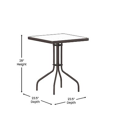 Flash Furniture Barker 23.5'' Silver Square Tempered Glass Metal Table