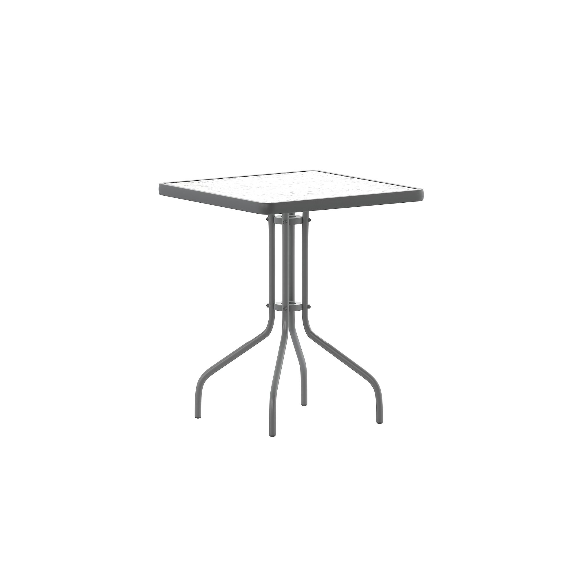 Flash Furniture Barker 23.5 Silver Square Tempered Glass Metal Table, Cle