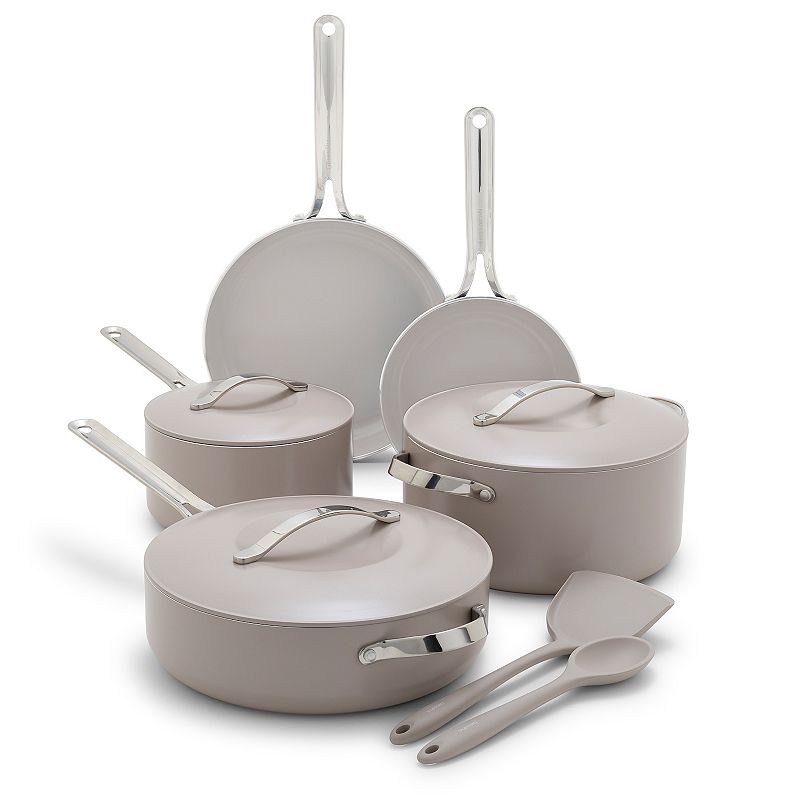 GreenPan Nova 10-Piece Cookware Pots and Pans Set  Oprah’s Favorite Things 2024  PFAS-Free Ceramic Nonstick  Fry  Sauté  Stockpot  Utensils  Lids  Induction Suitable  Dishwasher  Oven Safe  Clay