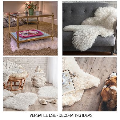 Lavish Home Faux Sheepskin Throw Rug