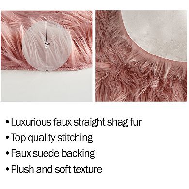 Lavish Home Faux Sheepskin Throw Rug